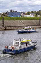 Boats of the North Rhine-Westphalia Water Police, in Duisburg-Ruhrort harbour, Vinckekanal, WSP8,