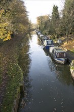 Narrowboats on the Kennet and Avon canal, Pewsey wharf, Wiltshire, England, UK