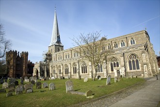 Church of St Mary, with medieval wood and lead spire, Hadleigh, Suffolk, England, UK