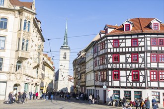 Houses on Cathedral Square View of Andreasstrasse View of All Saints' Church, Erfurt, Thuringia,