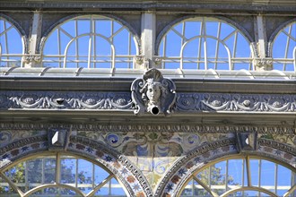 Detail of Palacio de Cristal, Crystal Palace built 1887 in El Retiro park, Madrid, Spain, Europe