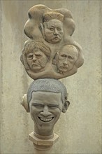 Sculpture Paradise Serpent by Peter Lenk 2015, presidents, Barack Obama, Angela Merkel, Vladimir