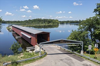 Centreville, Michigan, The Langley Covered Bridge, built in 1887. Its 282-foot length (in three