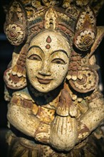 Female temple figure, head, face, woman, calm, Hinduism, relaxation, wellness, female, painted,