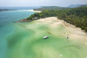 Aerial view of Khlong Yai Kee Beach, Ko Kut Island or Koh Kood in the Gulf of Thailand