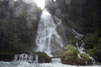 Haslacher Schleier waterfall, Kals, Großglockner, East Tyrol, Austria, Europe