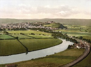 Stirling, a town north-west of Edinburgh, Scotland, Historical, digitally restored reproduction