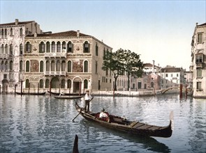 Da Mulla Palace, Venice, Italy, Historic, digitally restored reproduction from a 19th century