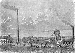 Neu-Staßfurt salt mine, Agatheschacht, Saxony-Anhalt, Germany, in 1878, Historical, digital