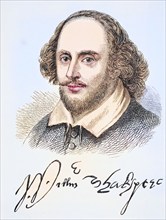 William Shakespeare 1564 to 1616, English poet, dramatist, playwright and actor. Portrait and