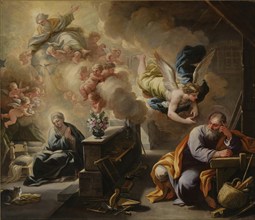 The Dream of St. Joseph (1700), painting by Luca Giordano (Italian, 1634-1705), historically,