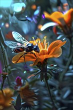 AI generated digital rendering revealing a digitally crafted garden with flowers and insects