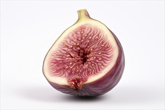 Halved fig on white background. KI generiert, generiert, AI generated