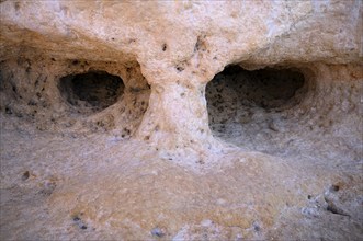 Eyes, face, Algar Seco rock formation, coloured rocks and underground caves, caves, shell