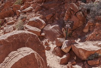 Sign at the end of the Fire Canyon Overook Trail at Valley of Fire State Park near Overton, Nevada