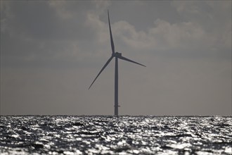 Wind turbine, offshore wind farm, Søndervig Strand, North Sea, Denmark, Europe