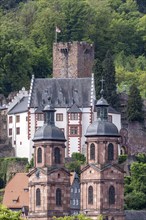 View over the Main to the castle and the old town with the parish church of St James. Miltenberg,