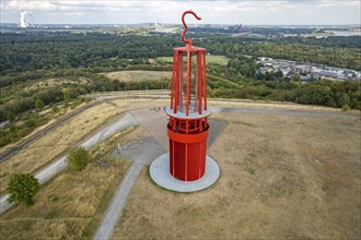 Mining lamp Das Geleucht on the Rheinpreußen spoil tip in Moers seen from the air, North