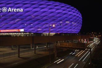 Allianz Arena illuminated purple purple in honour of International Day of Persons with Disabilities