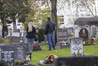 All Saints' Day at the Bergfriedhof cemetery in Stuttgart. Catholics commemorate their deceased