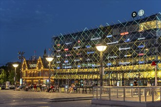 The Industrie Industriens Hus building on H.C. Andersens Boulevard at dusk, Copenhagen, Denmark,