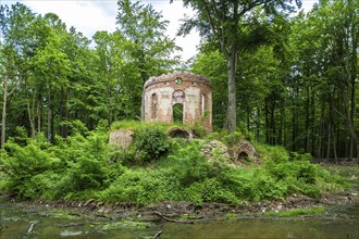 Remains of the artificial ruins in the manor park of Pokoj, Namyslow District, Opole Voivodeship,