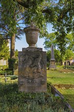 Cemetery Unter den Linden, burial place, old gravestone, writing, Reutlingen, Baden-Württemberg,