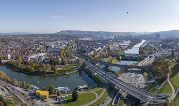 Stuttgart and the Neckar valley, with the Bad Cannstatt district and railway station on the left.