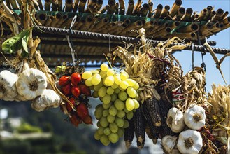 Fruits and vegetables at the roadside shop on Amalfi Drive, Amalfi Coast, Positano, Italy, Europe