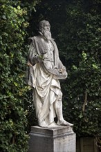 Sculpture by Rombaud Dodonee in Carrara marble in the sculpture garden of the Little Zabel Square,