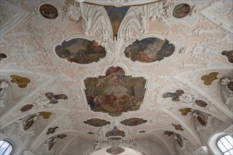 Vaults with stucco work and frescoes in the parish church of St. John the Baptist, built in 1475 as