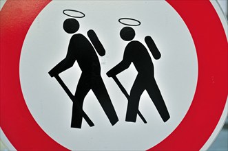 Traffic sign, Passage prohibited for pilgrims, Germany, Europe