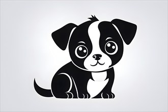 Abstract black icon of a charming dog, illustration on white background, AI generated