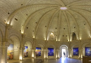 Interior view of the rotunda or castle tower (donjon) from the 12th century is also used as a