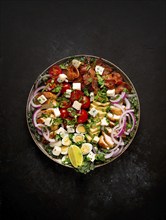 Cobb salad, keto food, top view, no people, close-up