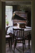 Gramophone in an old Swedish living room, living, lifestyle, history, historical, table, living,