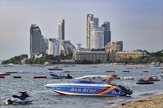 Skyscrapers and beach, Pattaya, Thailand, Asia