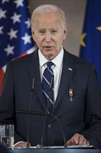 Joe Biden (46th President of the United States) gives a speech of thanks after being awarded the