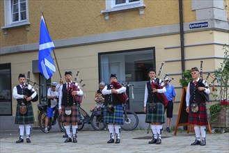 Bagpipe orchestra, Pipe concert, Sigmaringen, Baden-Württemberg, Germany, Europe