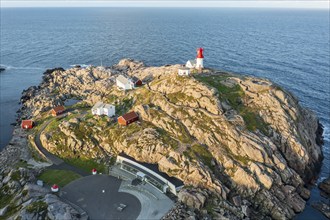 Aerial view of cape Lindesnes, lighthouse at the most southern norwegian mainland, Lindesnes