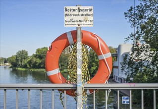 Lifebuoy, Hohenzollern Canal, Seestraße, Wedding, Mitte, Berlin, Germany, Europe