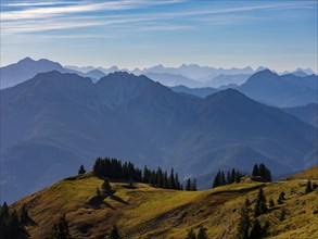 Alpine panorama, view from the Rotwand area to the Brandenburg Alps, behind Karwendel, Mangfall