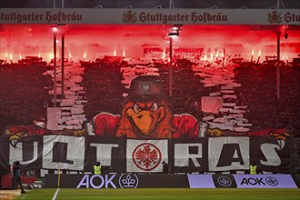 Ultras show choreo, choreography, fan action, fan block Eintracht Frankfurt SGE, Adler Attila,