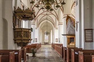 Interior of St Hans Church in the main town of Stege, Mön Island, Denmark, Europe