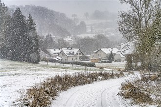 Heavy snowfall in Hönnetal, Balve, Sauerland, North Rhine-Westphalia