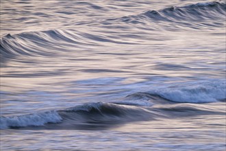 Waves, long exposure, wipe effect, Søndervig beach, North Sea, Denmark, Europe