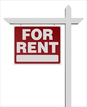 Left facing for rent real estate sign isolated on a white background