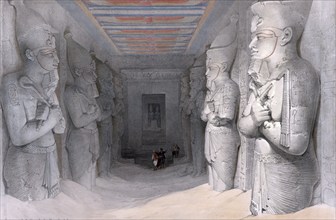 Interior view of the temple of Abu Simbel, Egypt, around 1850, Historical, digitally restored