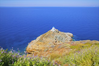 View of Seven Martyrs Church, Kastro, Sifnos Island, Cyclades Islands, Greece, Europe