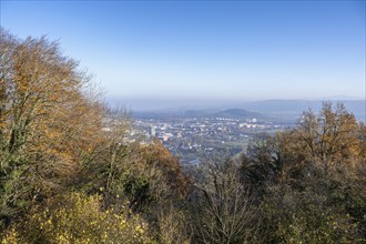 View from the Hohentwiel fortress ruins to the town of Singen, district of Constance,